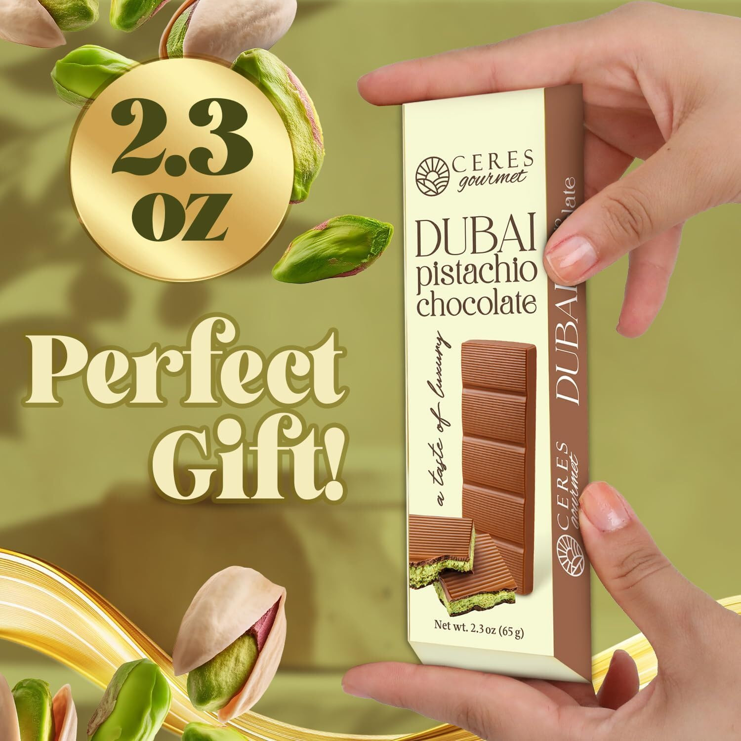 Dubai Chocolate Bar ‒ 2.3 Oz | Milky Crispy Chocolate with Crunchy Kunafa & Rich