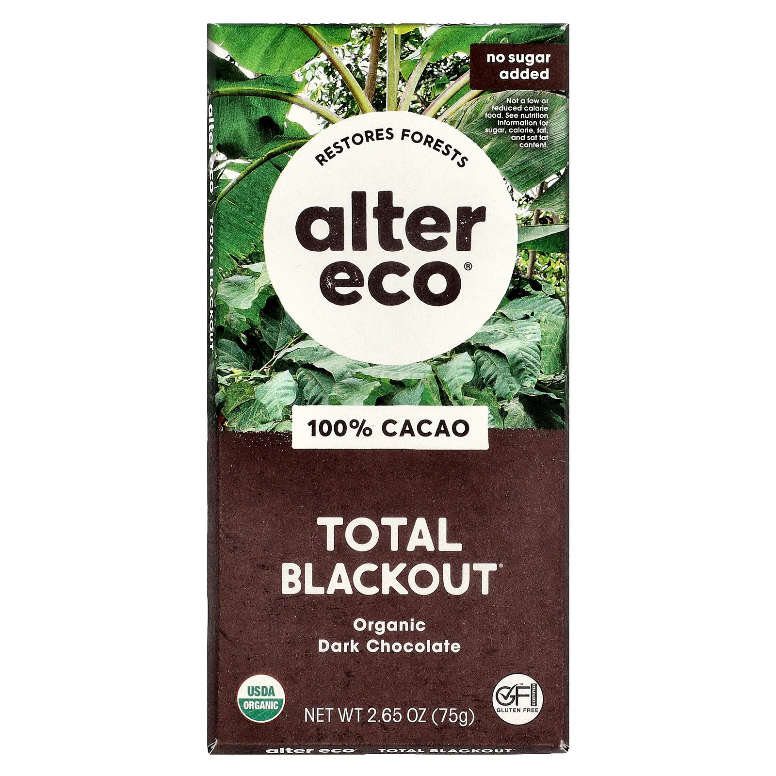 Total Blackout®, Organic Dark Chocolate Bar, 100% Cacao, 2.65 oz (75 g)