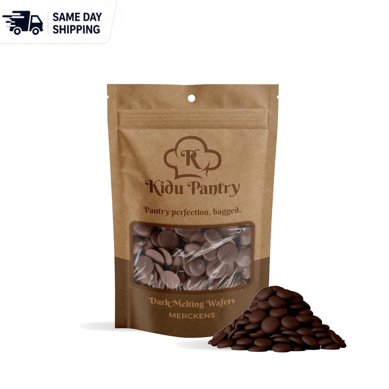 Merckens Dark Chocolate Melting Wafers – 1 lb, Easy Melt for Dipping & Baking