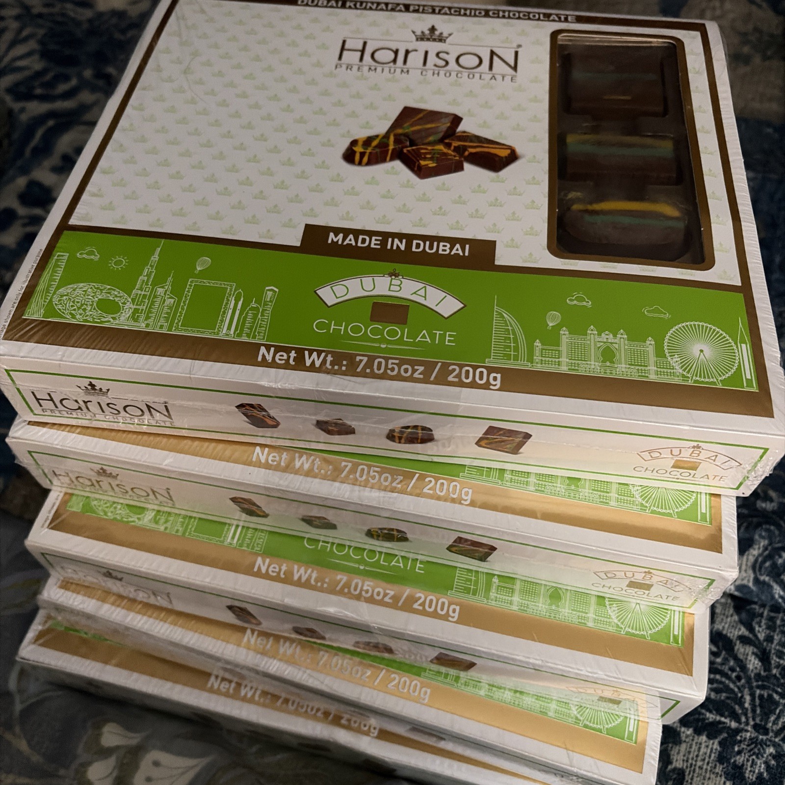 5x- Dubai Kunafa Pistachio Chocolate Made In Dubai 7.05 Oz x 5 ~ Dubai Chocolate