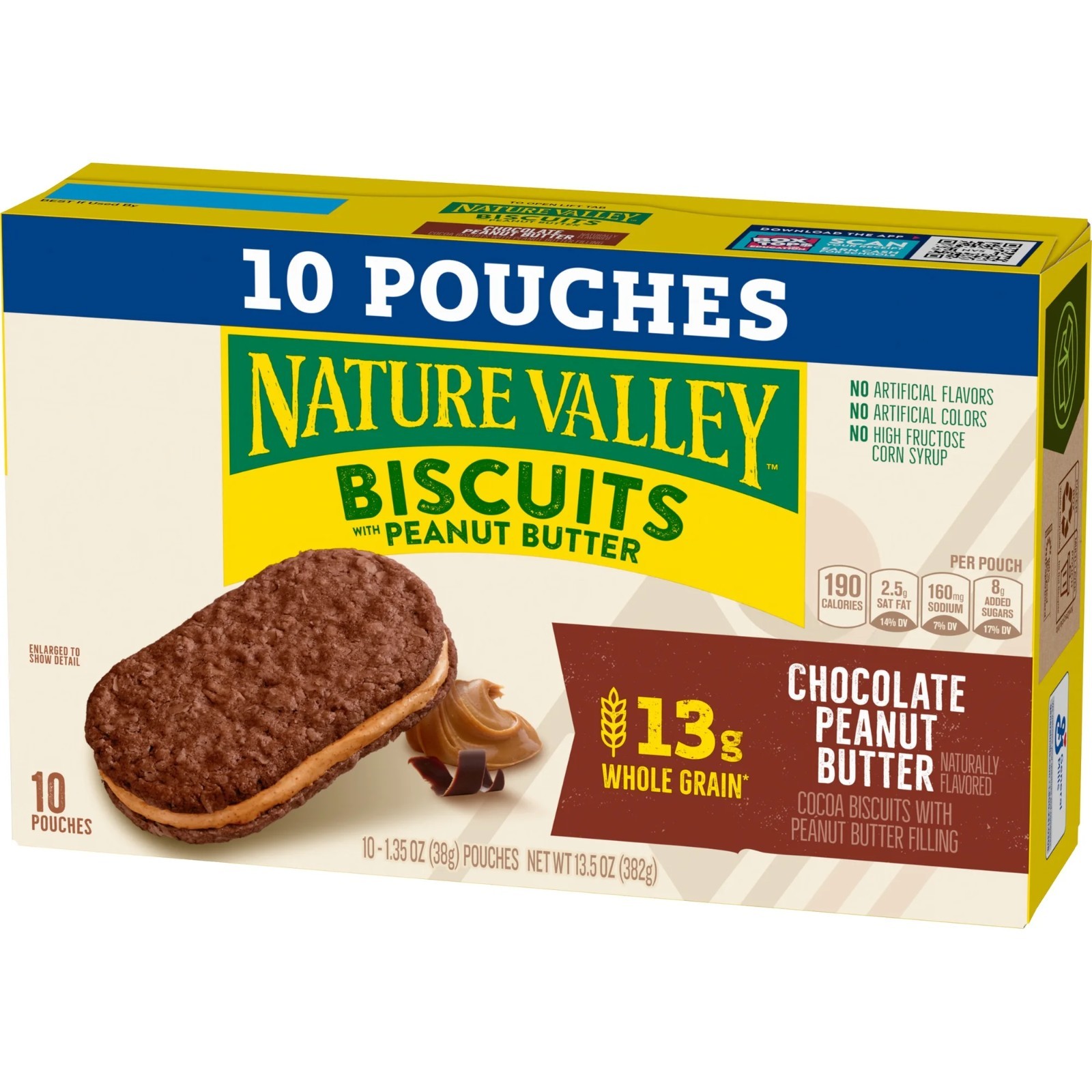 Nature Valley Chocolate Peanut Butter Biscuit Sandwiches, 10 Bars, 13.5 oz