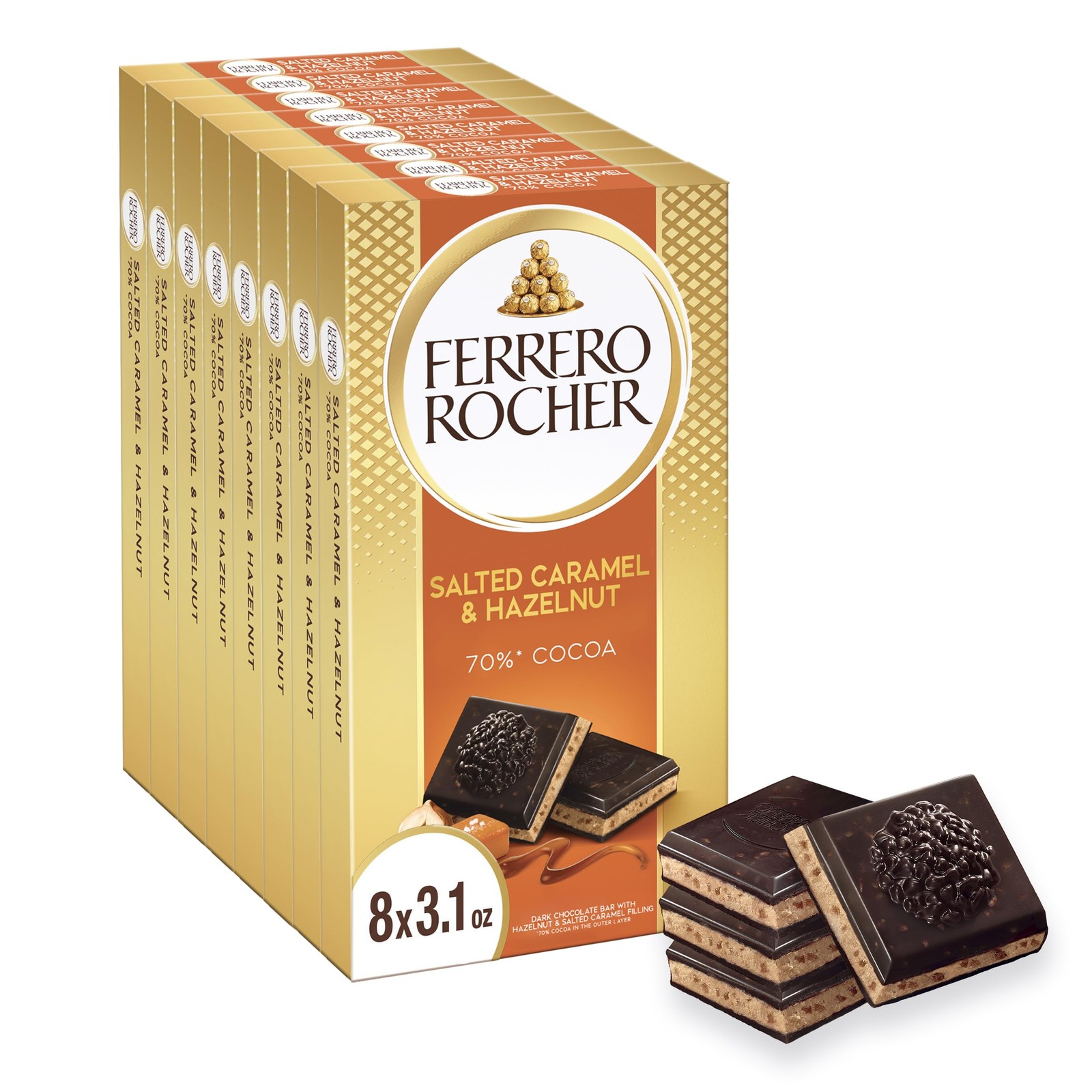 Ferrero Rocher Premium Dark Chocolate Hazelnut and Crunchy Salted Caramel Bar…
