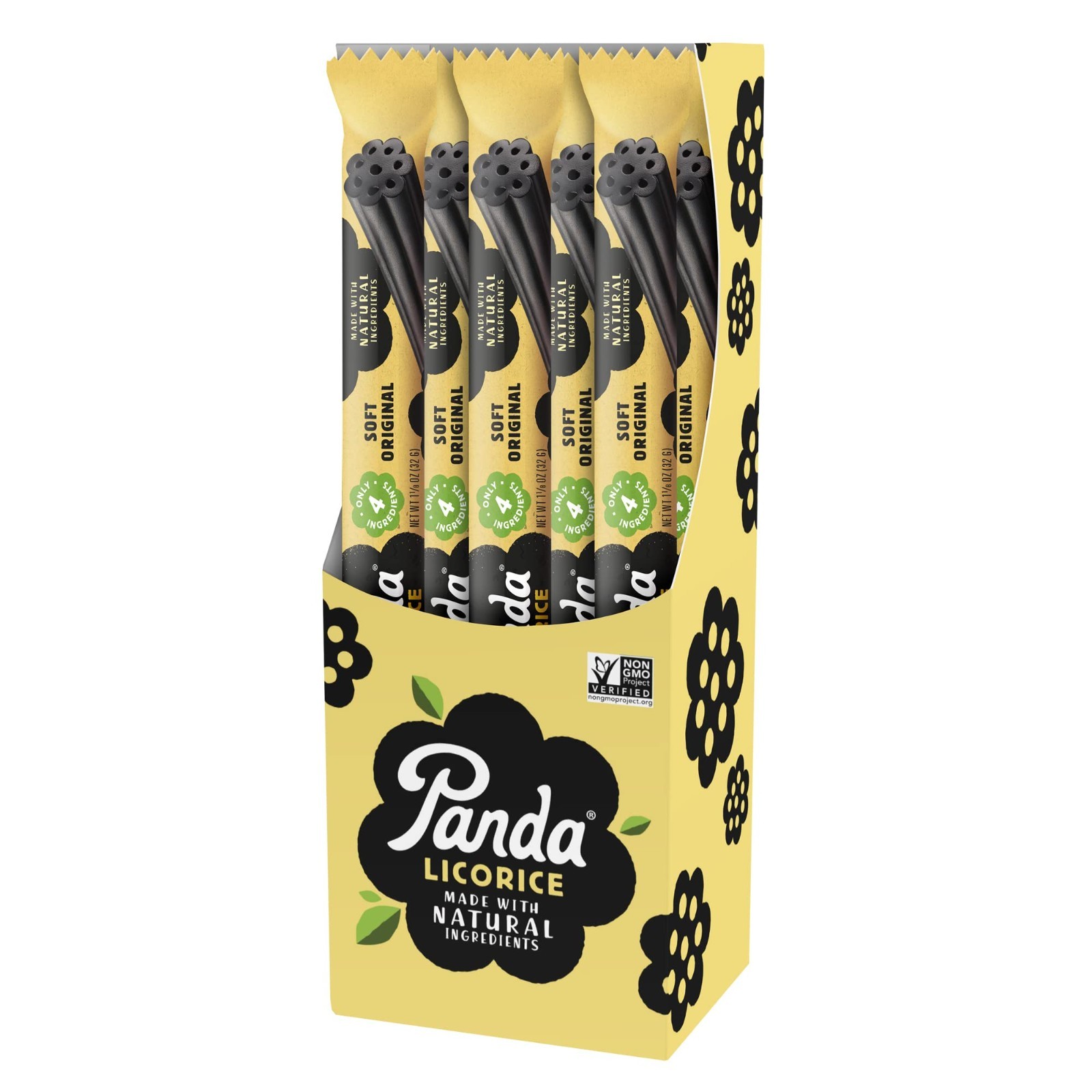 Natural Soft Black Licorice Candy | Vegan, Non-GMO, Fat-Free | 20 Bars, 32g Each