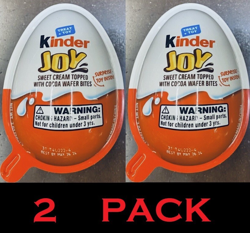 2x KINDER JOY Treat + Toy Sweet Cream Topped With Cocoa Wafer Bites .7 oz 2 PACK