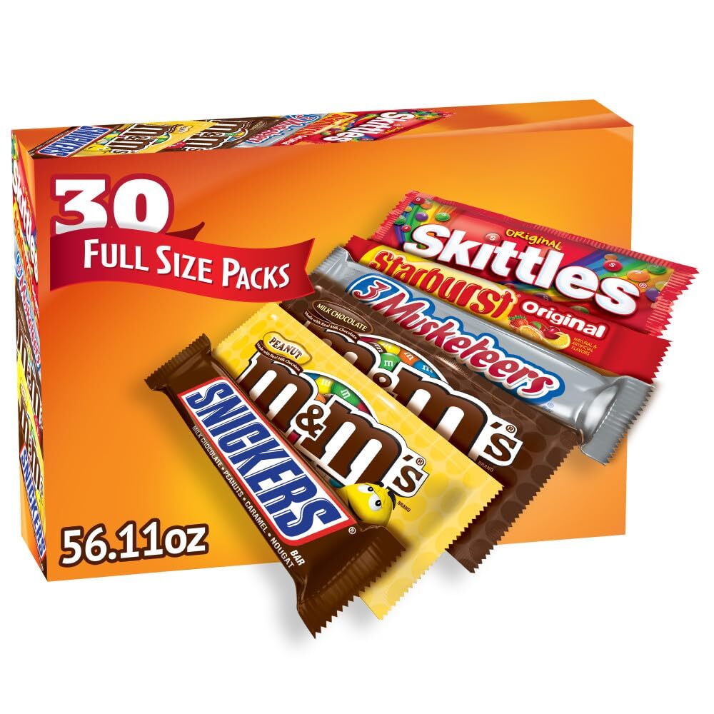 M&M’S, SNICKERS, 3 MUSKETEERS, SKITTLES & STARBURST Full Size Chocolate Candy