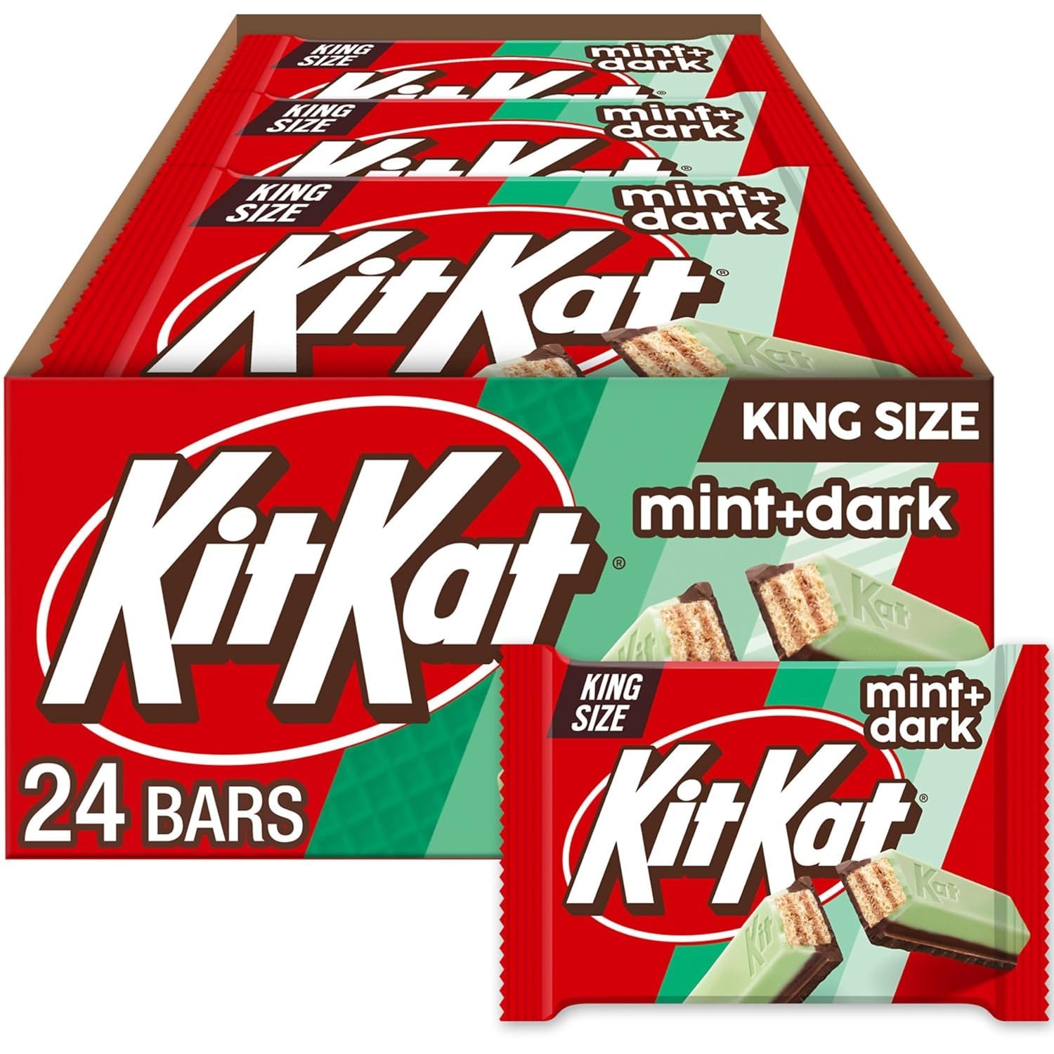 Kit Kat Duos, Mint & Dark Chocolate KING SIZE , 3-Ounce (24 Count) BB/04-26