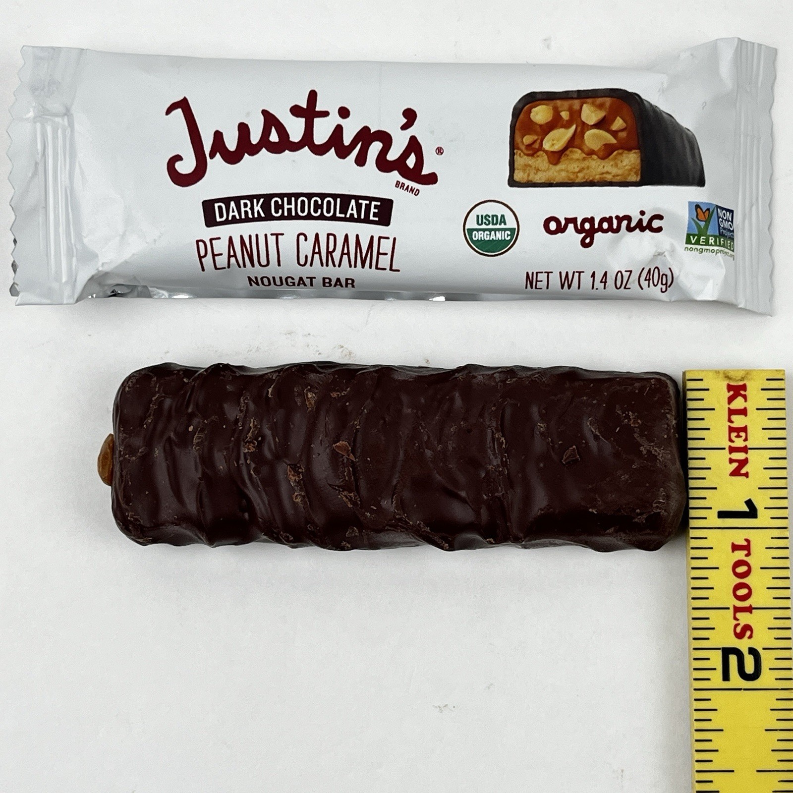 Justins Organic DARK Chocolate Nougat Peanut Caramel-12 Bars-B.B.Date: 6/18/2026