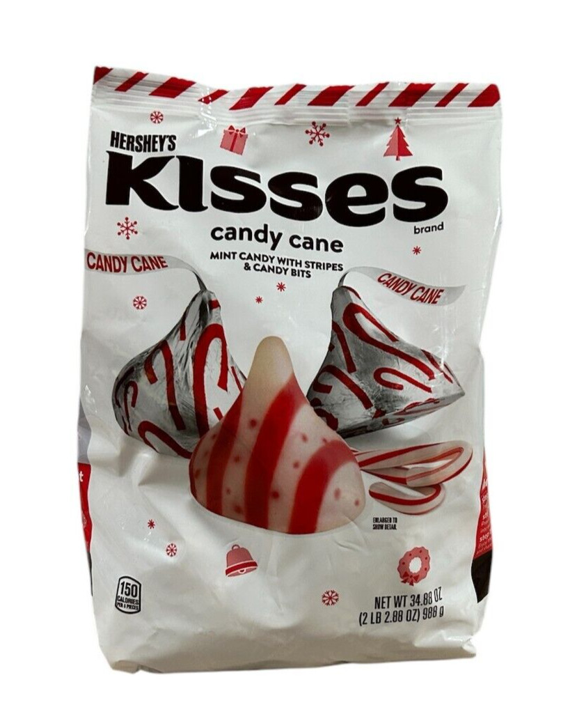 HERSHEY S KISSES Candy Cane Flavored Candies 2.2 Pound Bulk Holiday Treats