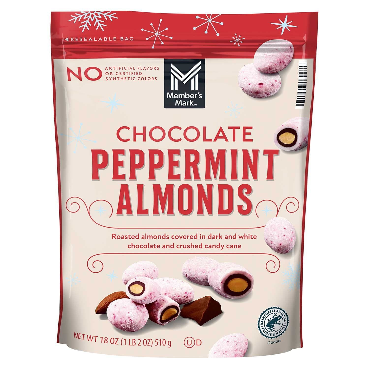 Member’s Mark CHOCOLATE PEPPERMINT ALMONDS 18 OZ Zipper Bag ~ Ships Flat Rate!🚢