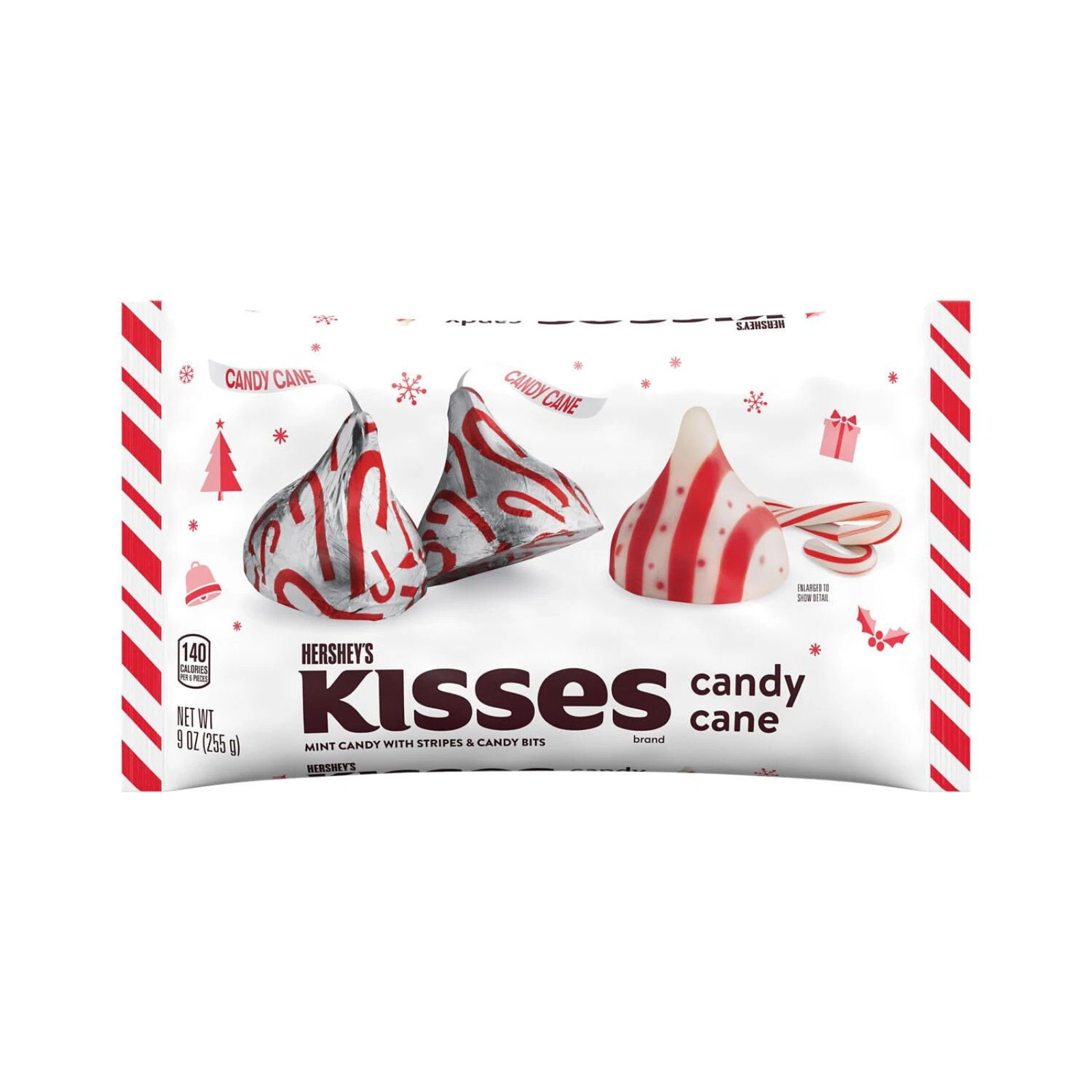 HERSHEY’S KISSES Candy Cane Flavored, Christmas Candy Bag, 9 oz