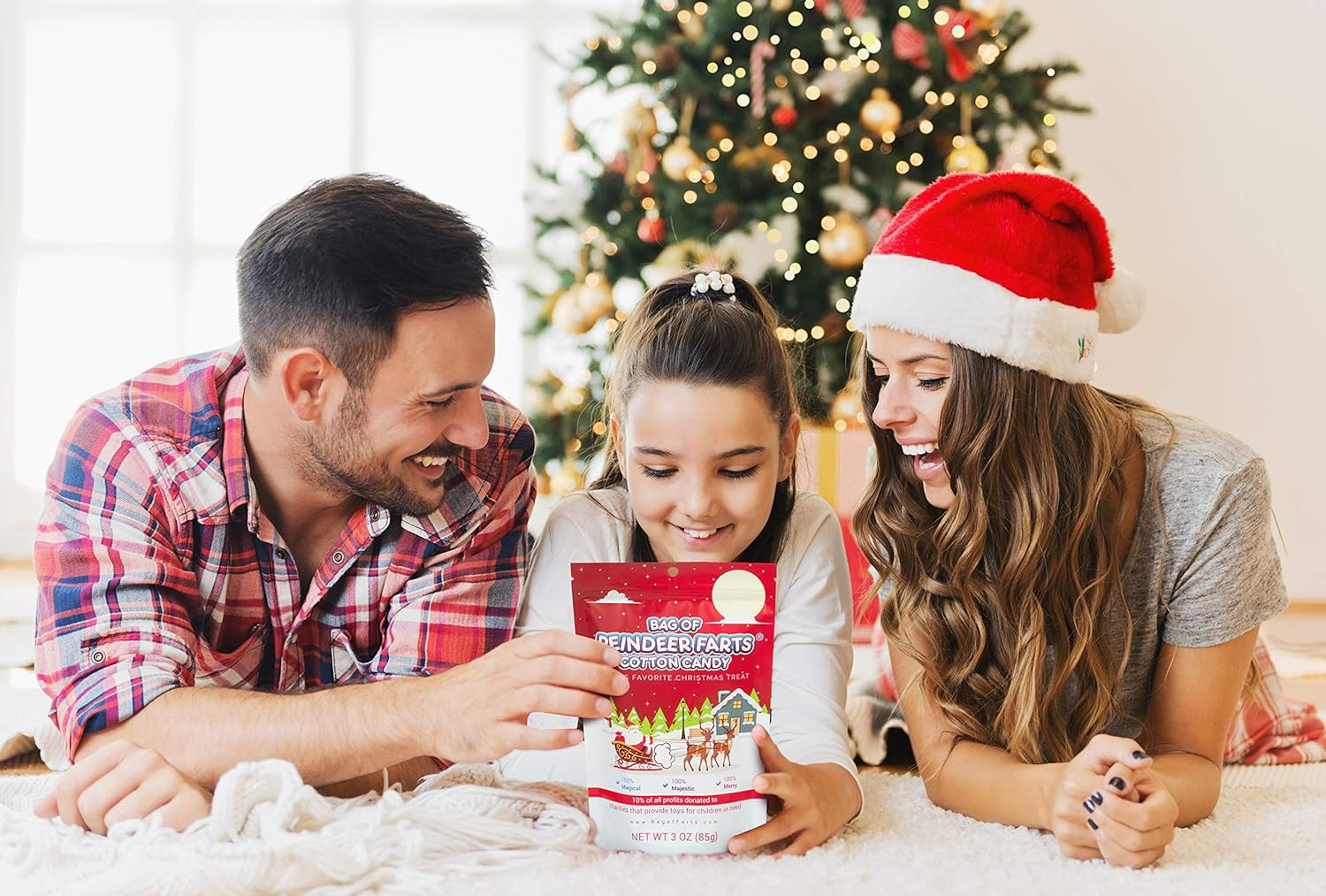 Bag of Reindeer Farts Cotton Candy, NEW Merry Cherry Flavor, 1 pack / 3 ounces,