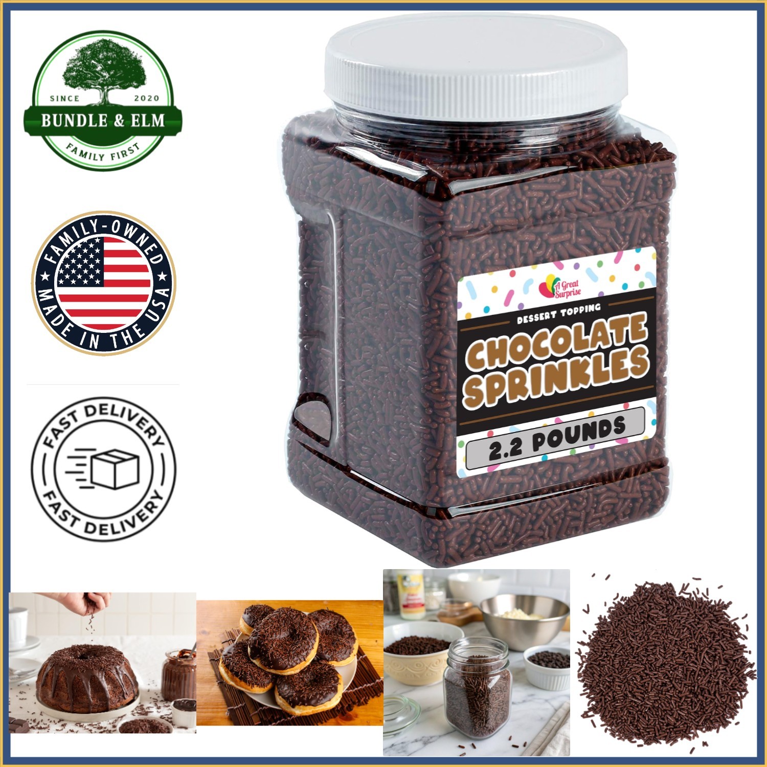 Chocolate Sprinkles 2.2 Pounds for Ice Cream, Cookies, and Cake Decorating
