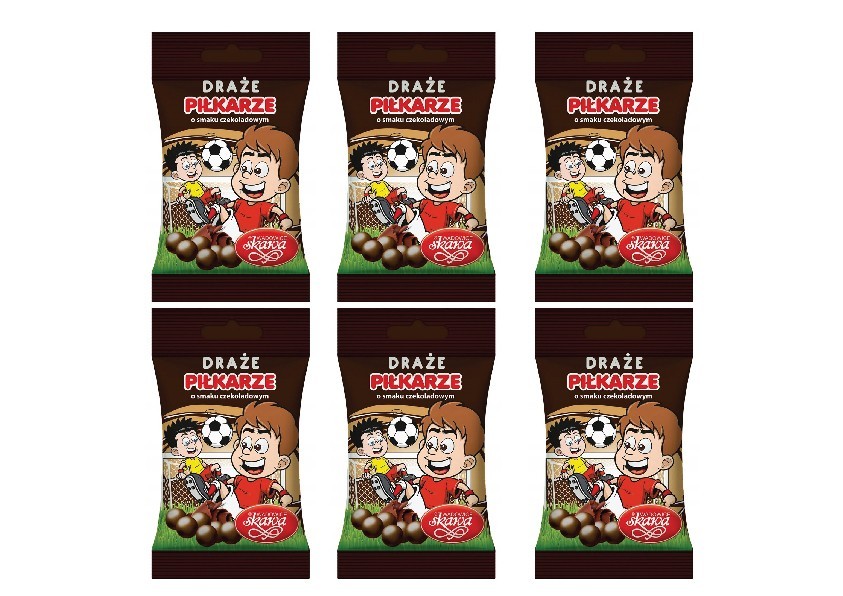 6x Pilkarze Footballers Retro Chocolate Covered Dragee 70g