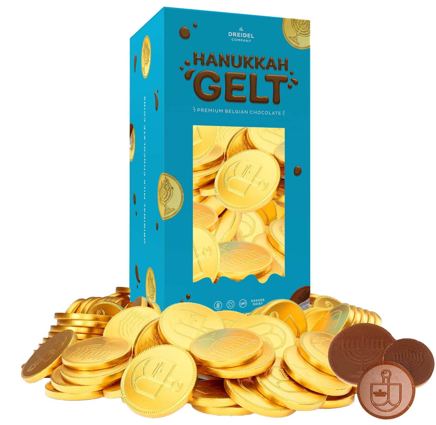 Hanukkah Chocolate Gelt, Nut-Free, Belgian Milk Chocolate Coins, Foil Wrapped…
