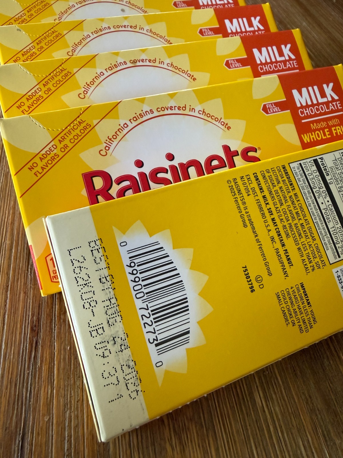 Milk Chocolate covered California Raisins, (6 Boxes Raisinets) 3.1oz