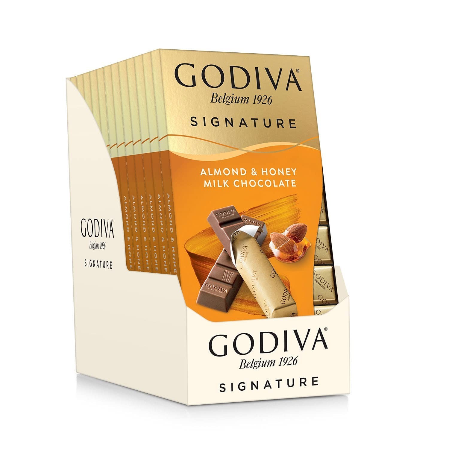 Indulge in Godiva Mini Gourmet Almond & Honey Milk Chocolate Bars – 12-Pc Set