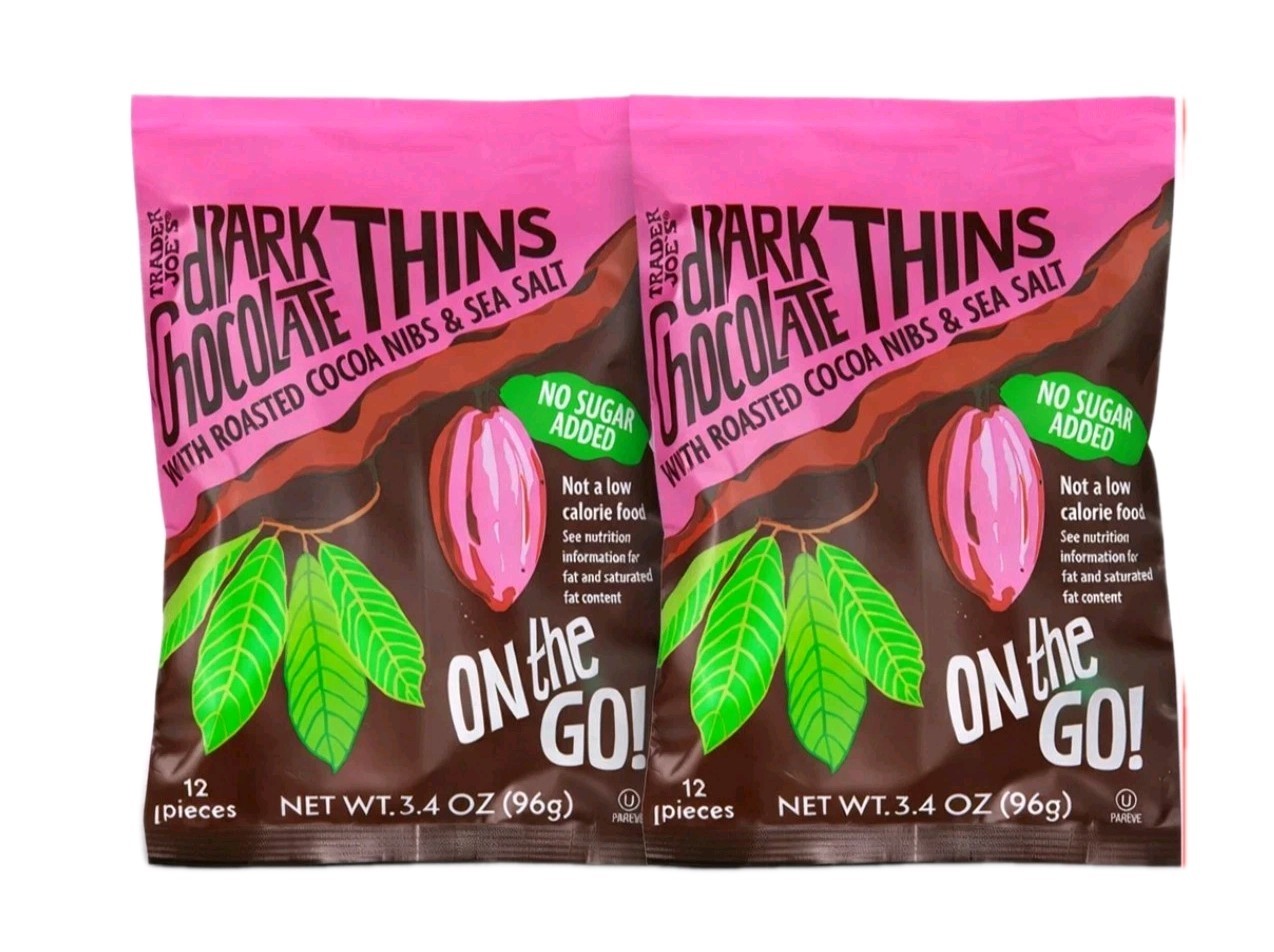 2-Pack Trader Joe’s Dark Chocolate Thins On the Go! No Sugar Added