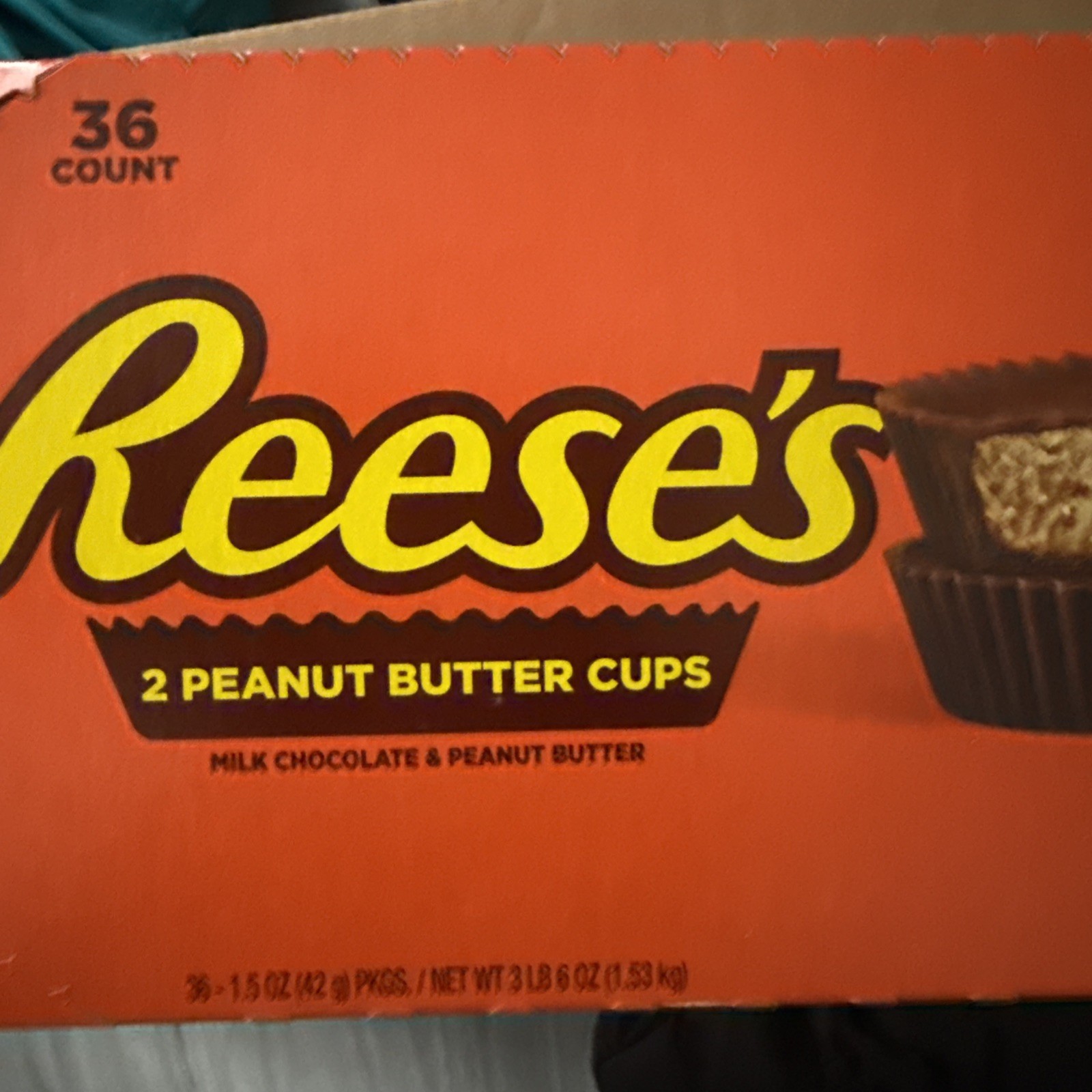 REESE’S Milk Chocolate Peanut Butter Cups, Candy Packs, 1.5 oz (36 Count)