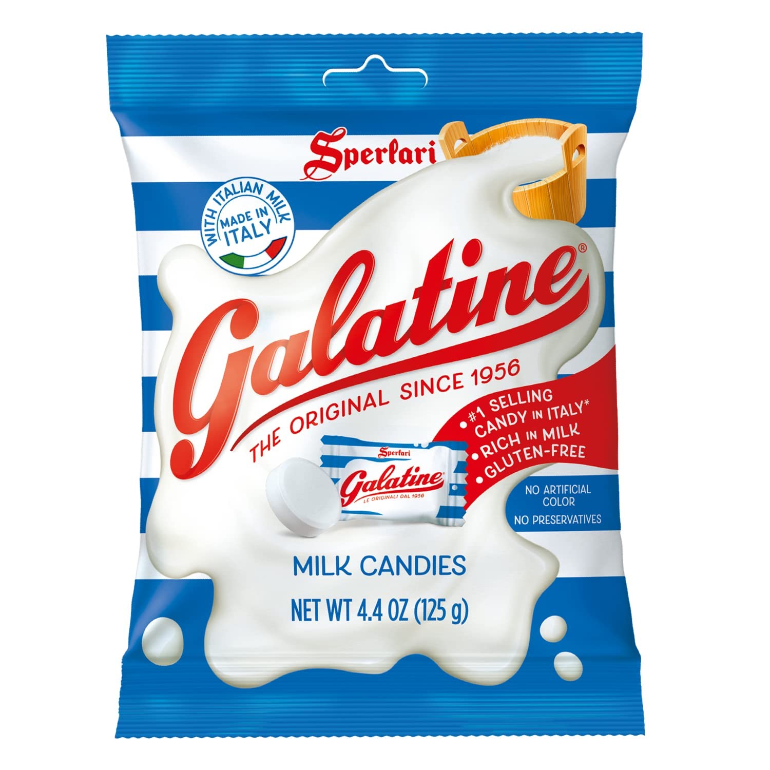 Galatine Milk Candy Bags, Individually Wrapped Italian Tablets (Original, 4.4…