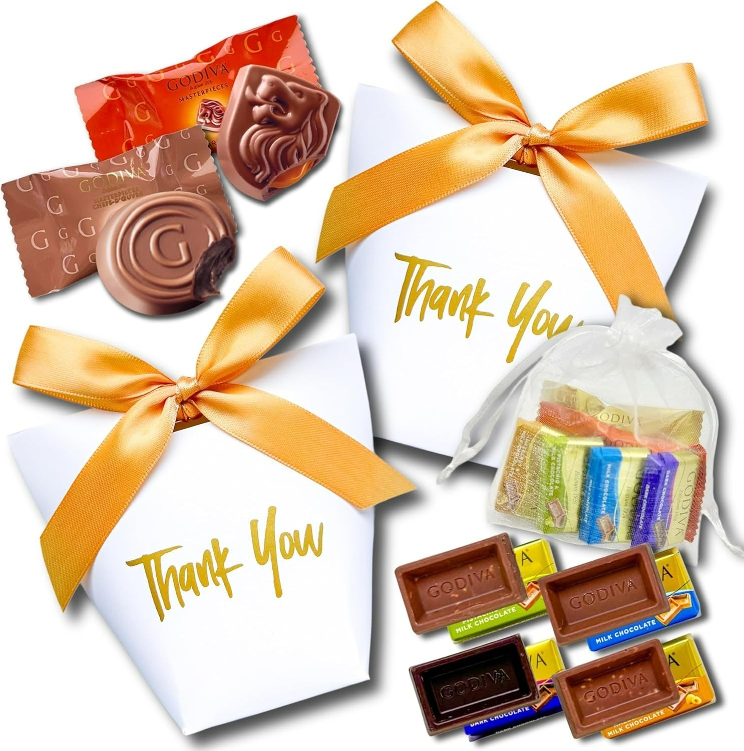 GODIVA Style Mini Chocolate Gift Box 6 Pieces x 5 Sets Thank You Ribbon YK1110