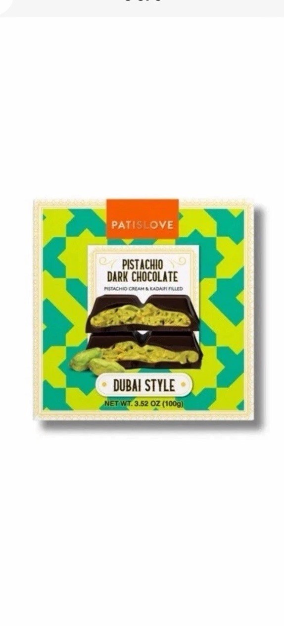 Trader Joe’s Pistachio Dark Chocolate Dubai Style PATISLOVE 3.52oz 100g (2 Pk)