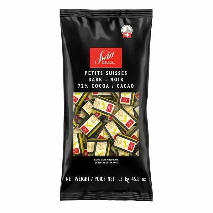 1 x Swiss Delice Dark Chocolate 72% cocoa, 1.3 kg
