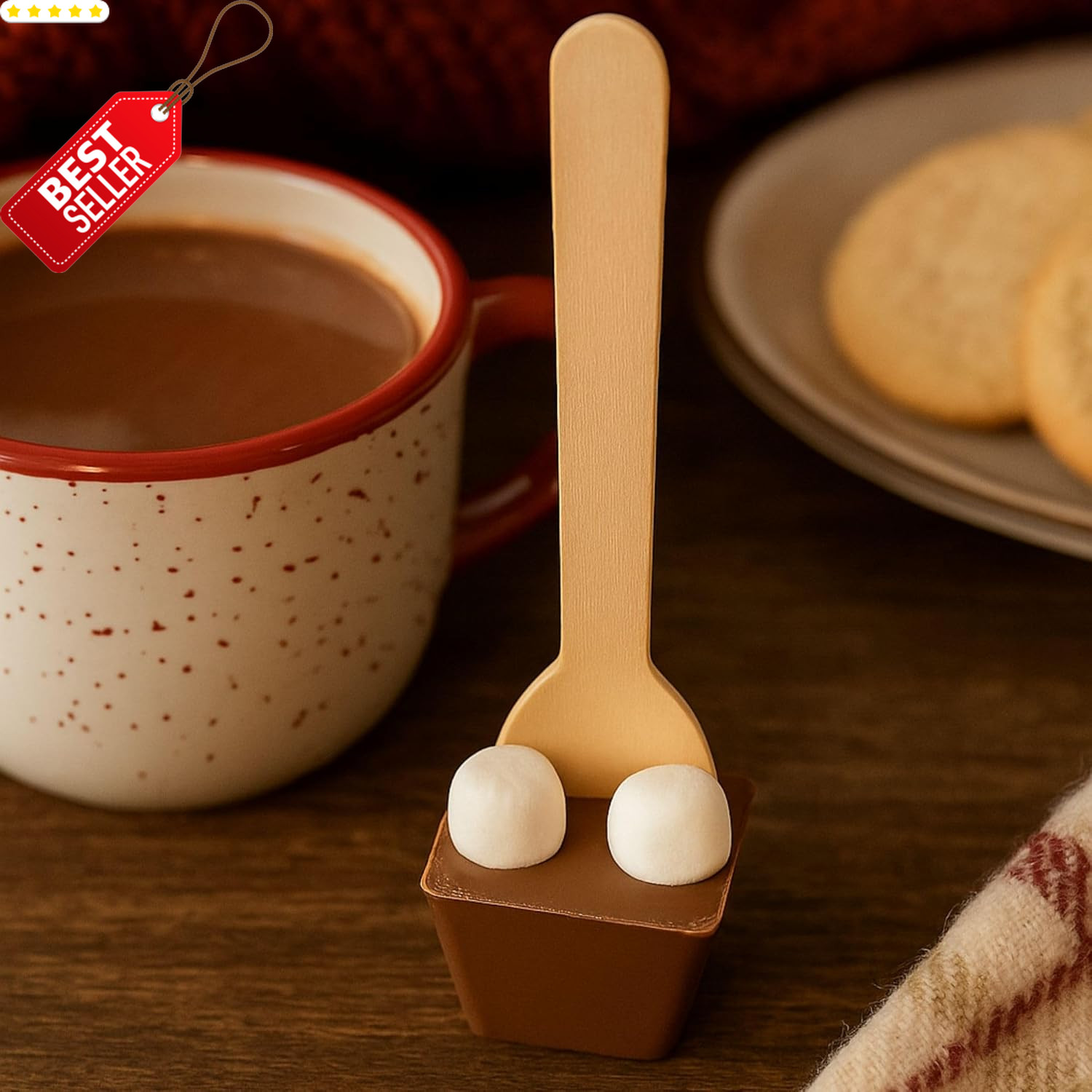 Hot Chocolate Spoons Milk Chocolate Marshmallow Stir Sticks 12 Pack – US