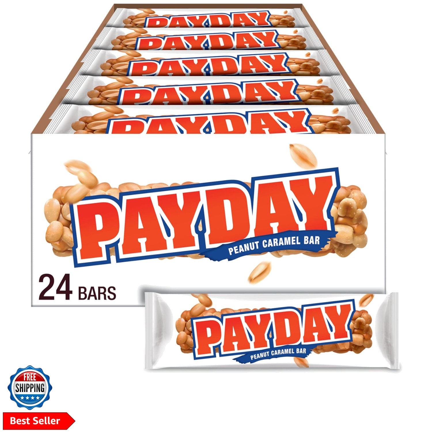 Peanut Caramel Candy Bars, 1.85 oz 24 Count