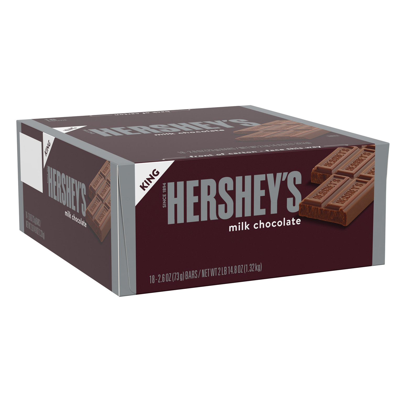 Hershey’S King Size Milk Chocolate Bars, 2.6 Oz, 18-Count Keep in Cool Dry Place