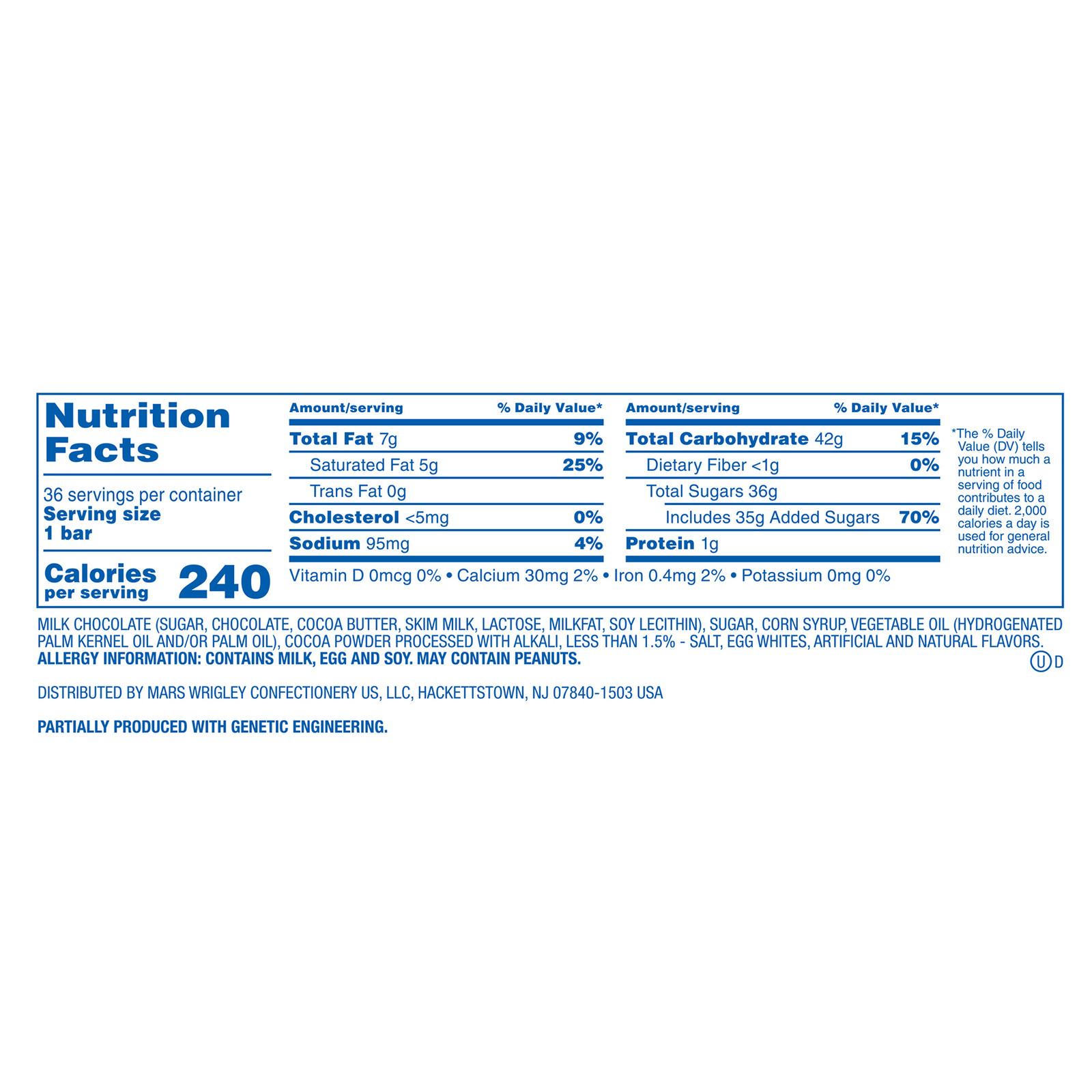 3 Musketeers Chocolate Candy Bar, Full Size, 1.92 Oz 36-Count Net Weight 69.12oz