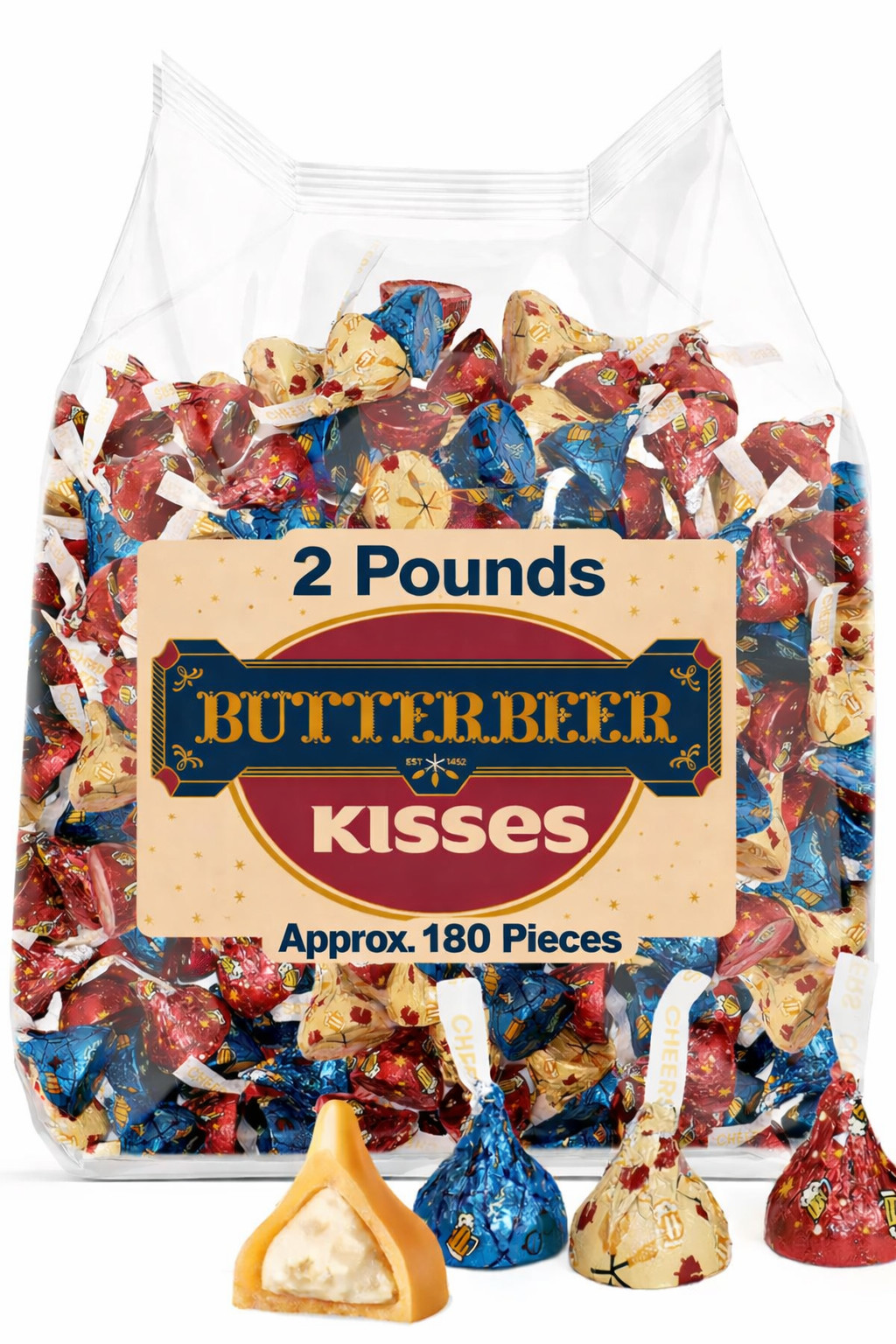 Hershey’s Kisses Butterbeer Crème Harry Potter Theme Foils Bulk Candy (2 Pounds)