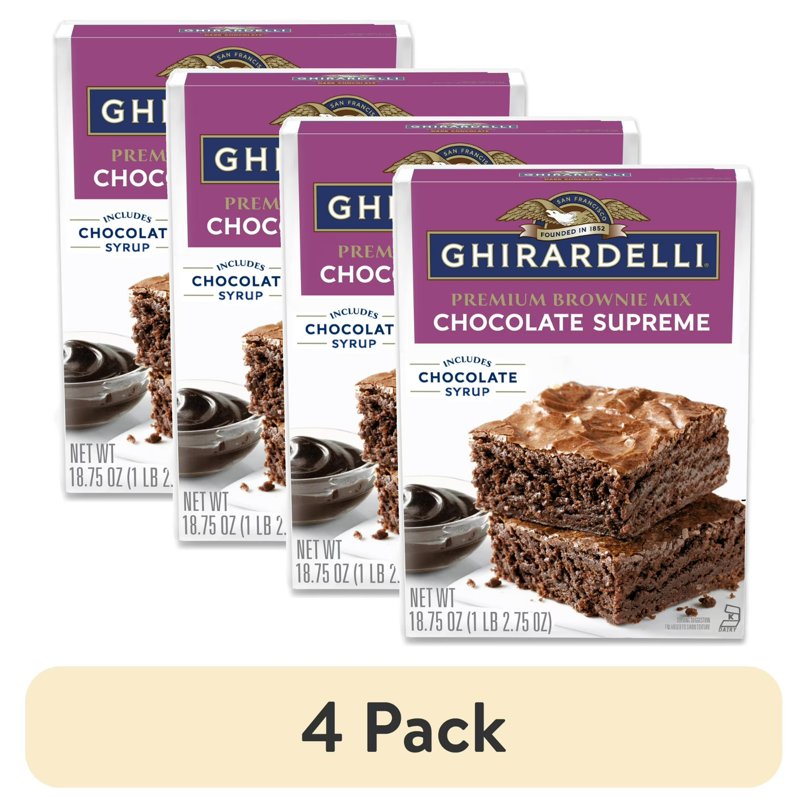 (4 Pack) Ghirardelli Chocolate Supreme Brownie Mix – 18.75 oz Boxes Bulk