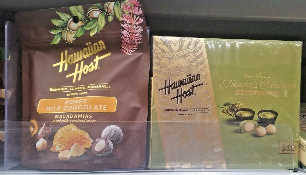 2 PACK HAWIIAN HOST MATCHA CHOCOLATE & HONEY MILK CHOCOLATE MACADAMIAS