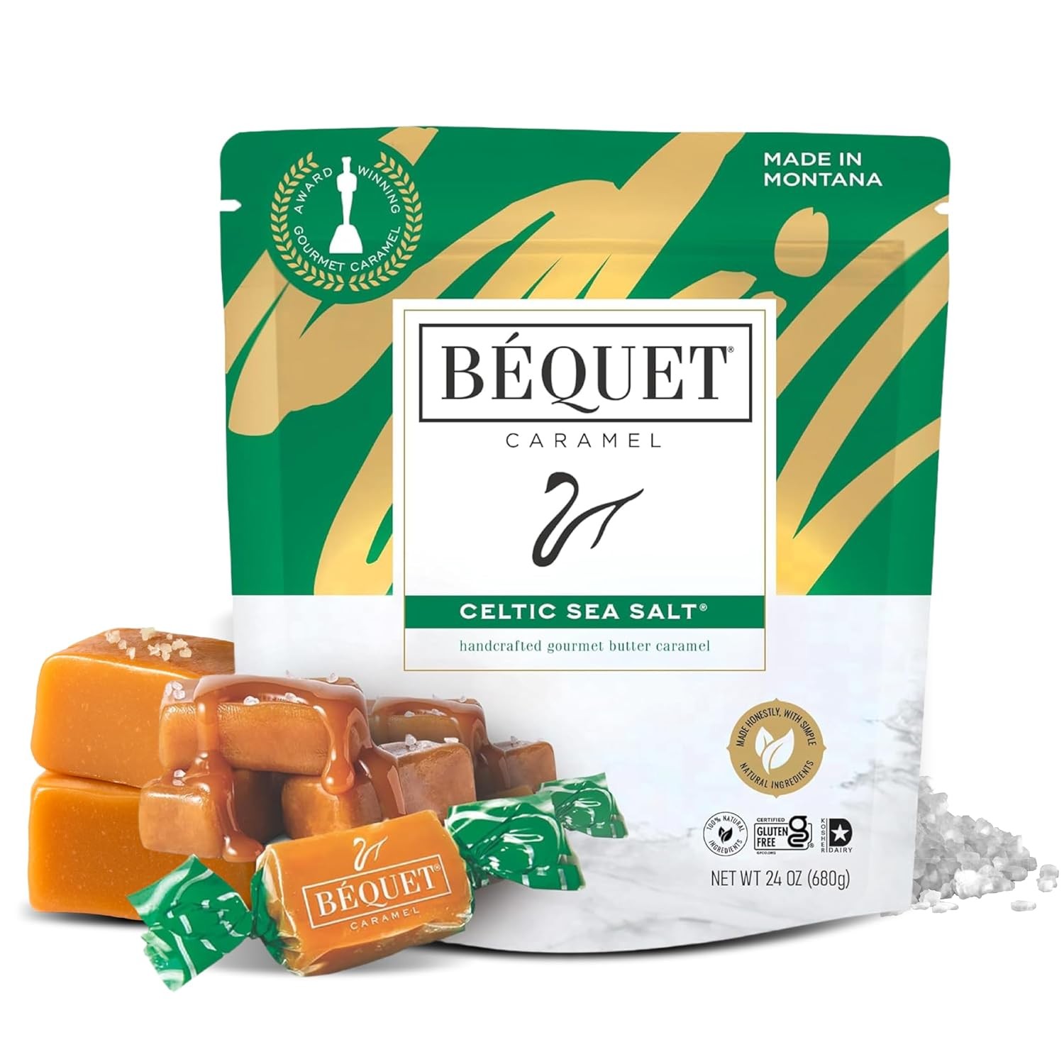 Béquet Celtic Sea Salt Caramels – Soft, Individually 1.5 Pound (Pack of 1)