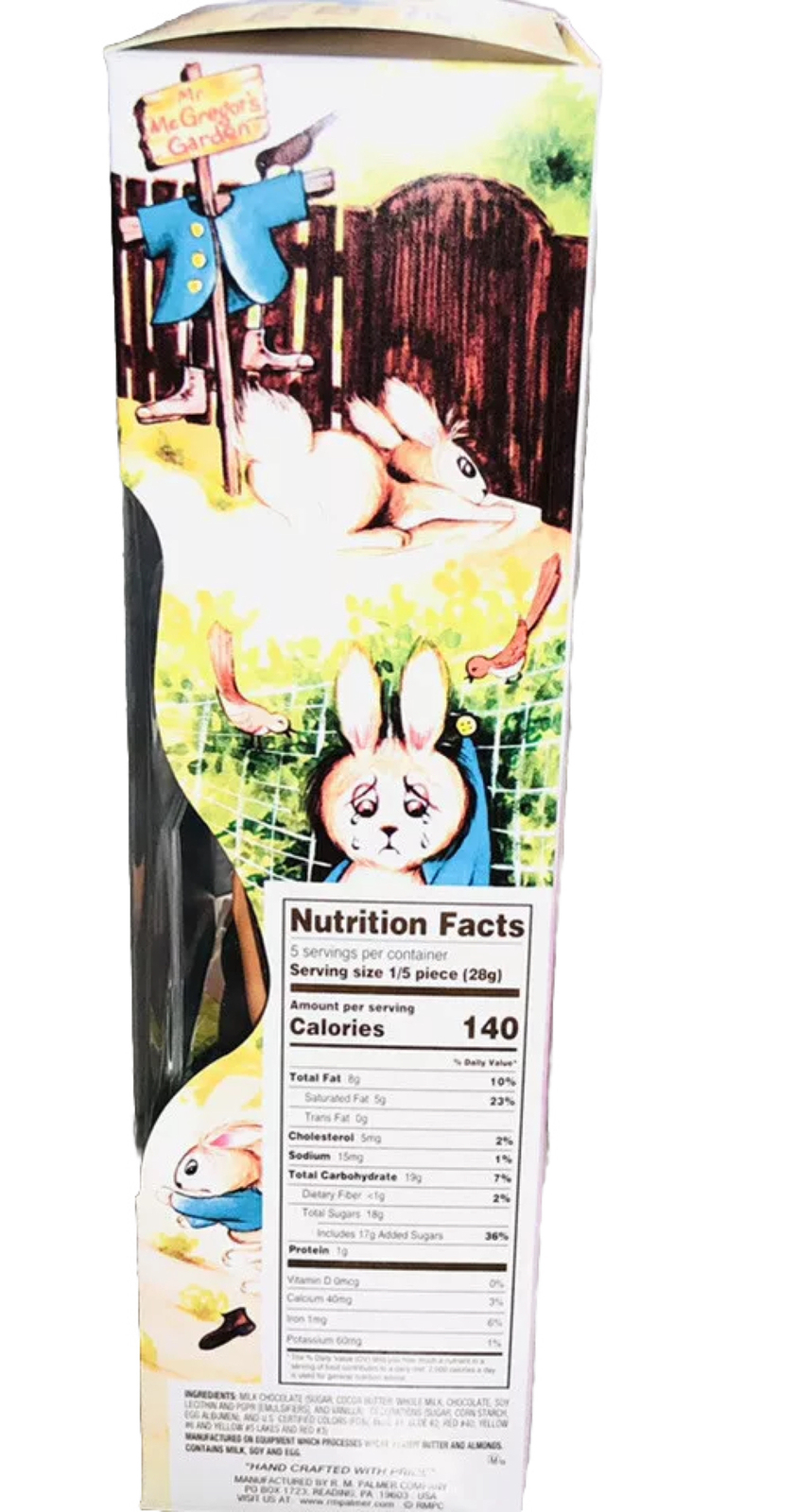 Happy Easter Palmer 8” Milk Chocolate Bunny W Peter Rabbit Story Book-NEW