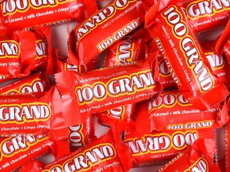 100 GRAND Milk Chocolate & Caramel BAR FUN SIZE IN POUNDS BAG BULK PRICE NOW!!