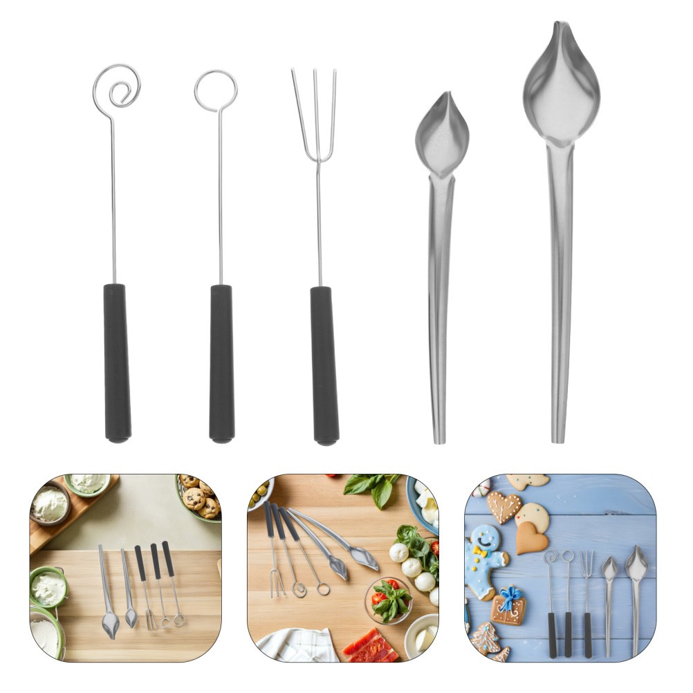 5PCS Stainless Steel Art Pencil Spoons – Chocolate Dipping Utensils – Culinary