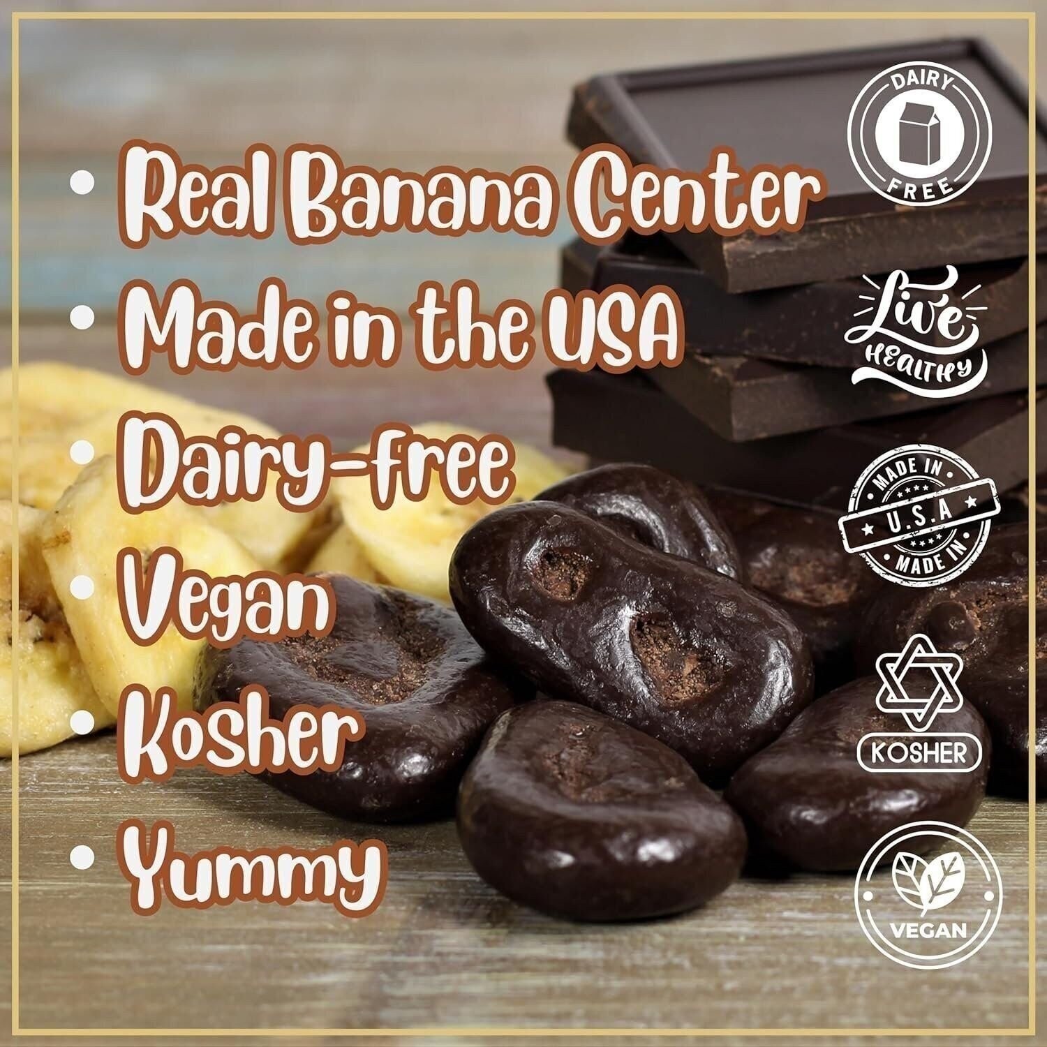 Dark Chocolate Covered Banana Chips by Its Delish, 3 Lbs Jumbo Container