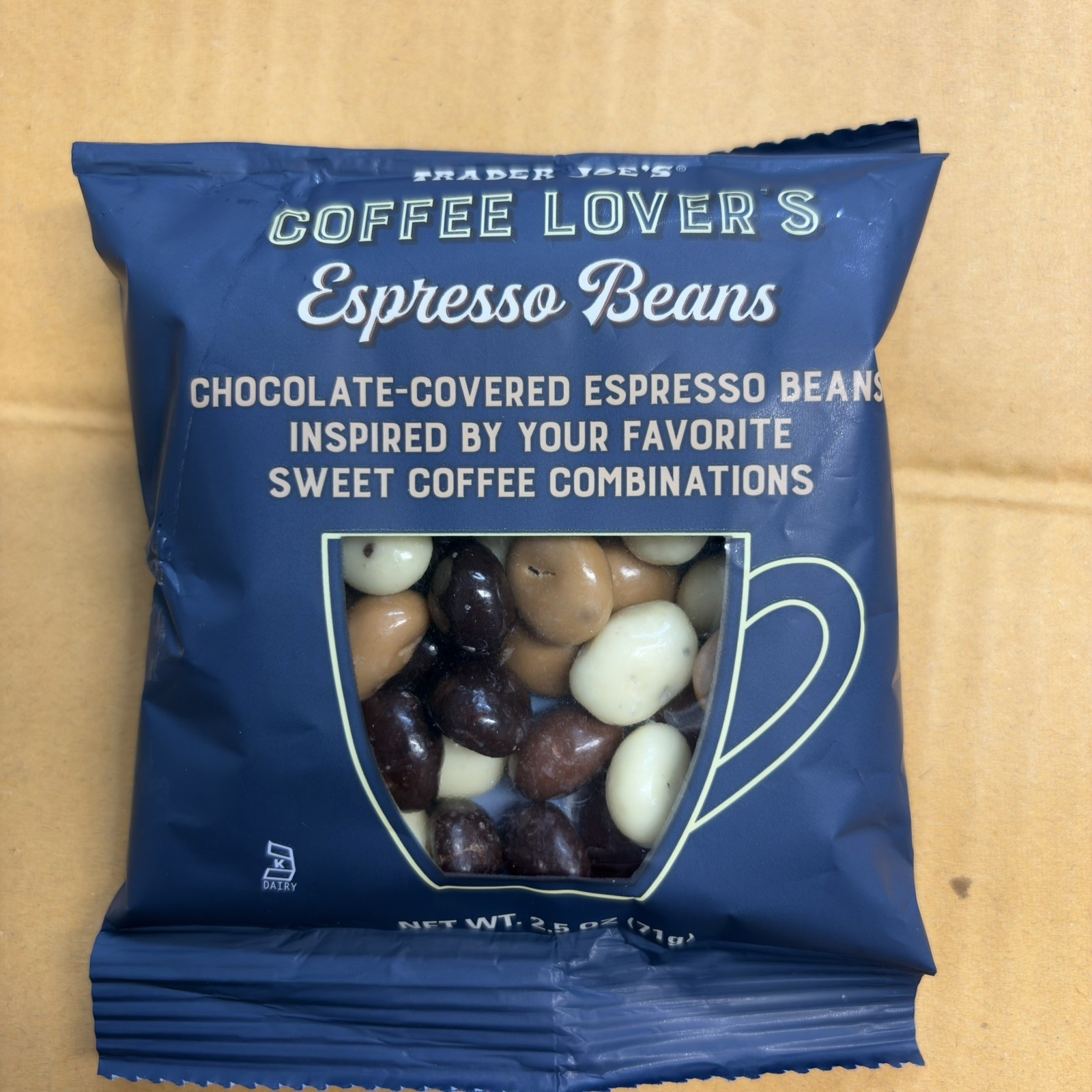 3 bags Trader Joe’s Coffee Lovers Espresso Beans Chocolate Covered 2.5oz ea