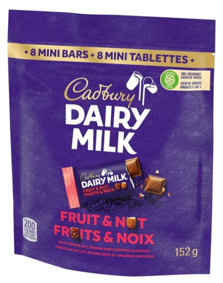 Cadbury Dairy Milk Minis Fruit and Nut, Milk Chocolate 152g