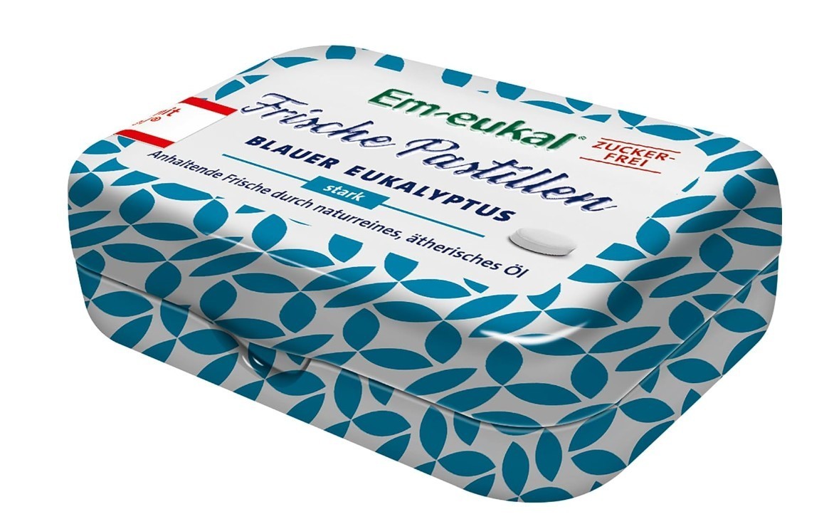 12x Em-eukal Fresh Pastilles Blue Eucalyptus, Sugarfree 20g- Ships from Germany!