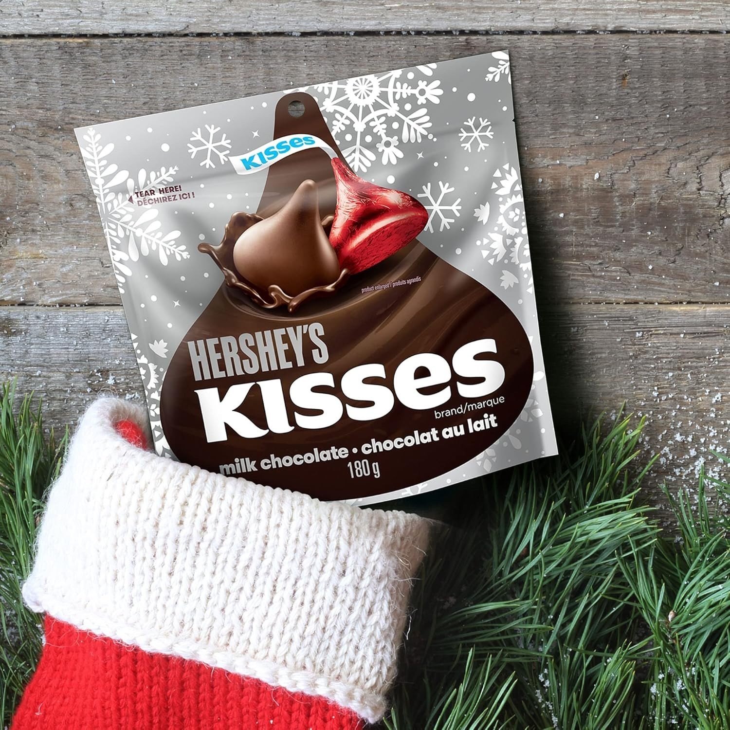 HERSHEY KISSES Milk Chocolate with Red, Green & Silver Foil – Christmas Candy