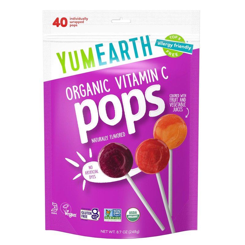 Yumearth Organic Vitamin C Pops Variety Pack 40 Fruit Flavored Favorites