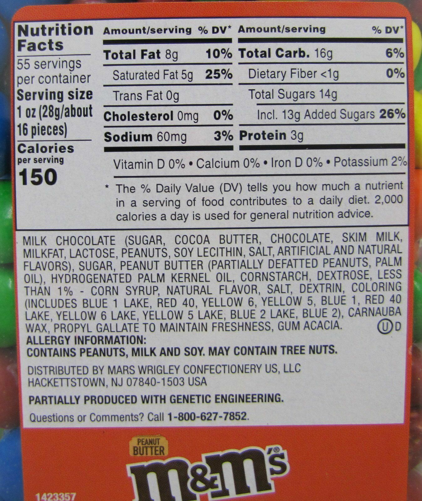 PEANUT BUTTER M&M’s 55 oz Chocolate Candies M & Ms Pantry Jar Sealed