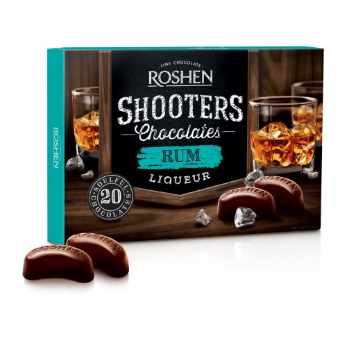 Box Sweets ROSHEN “Shooters” Chocolate Candy with Rum Liqueur 150g / 5.3oz