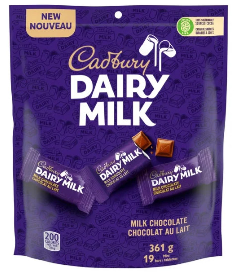 Cadbury Dairy Milk, Milk Chocolate Mini Bars, 19 Bars, 361g