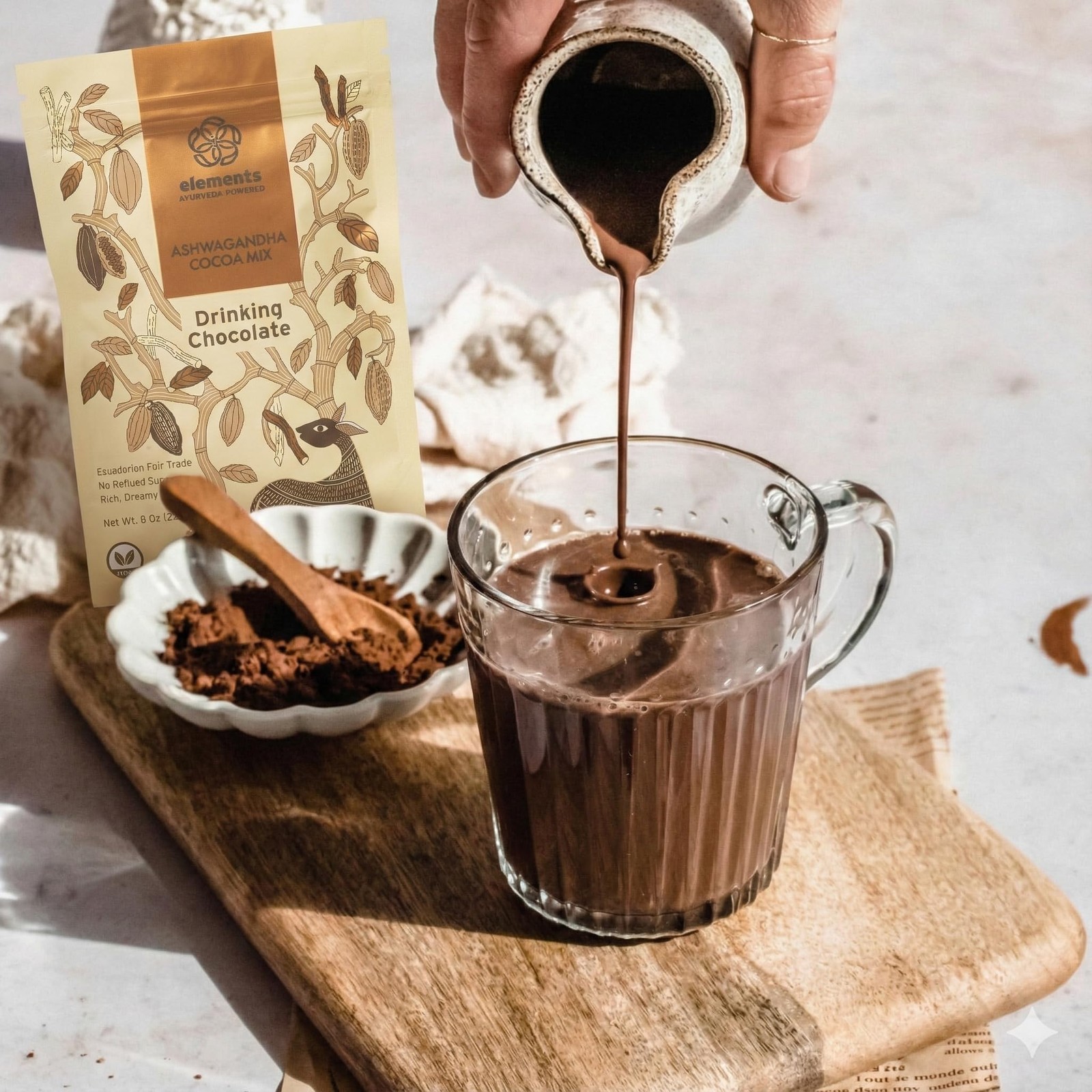Ashwagandha Hot Chocolate Powder Mix 228g | No Added Sugar, Rich & Dreamy Tex…