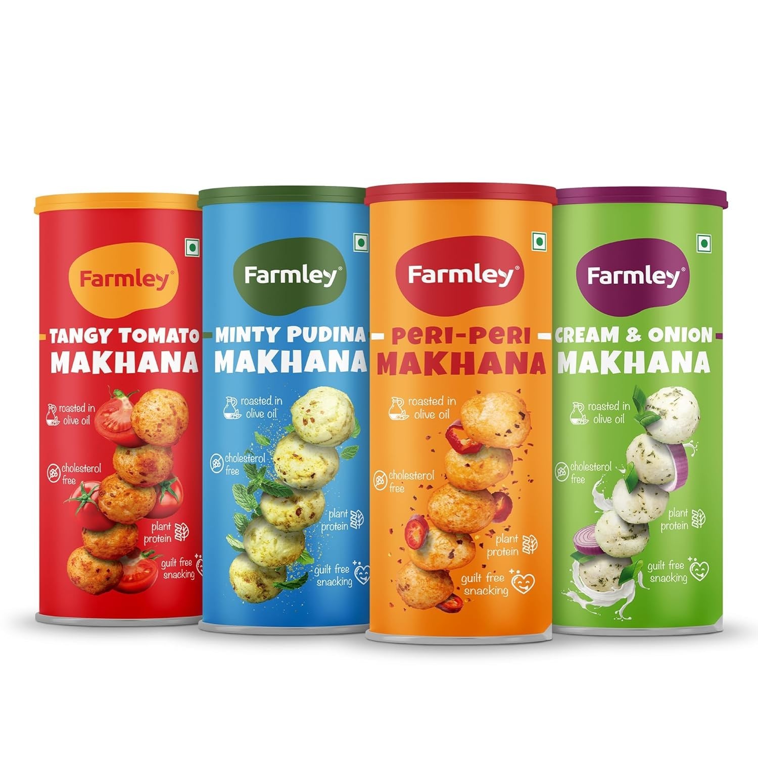 Farmley Roasted Makhana 4 Pack Pudina Peri Peri Fox Nuts Gluten Free