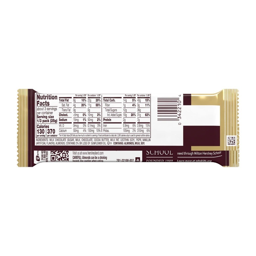 (6 pack) Milk Chocolate with Whole Almonds King Size Candy, Bar 2.6 oz