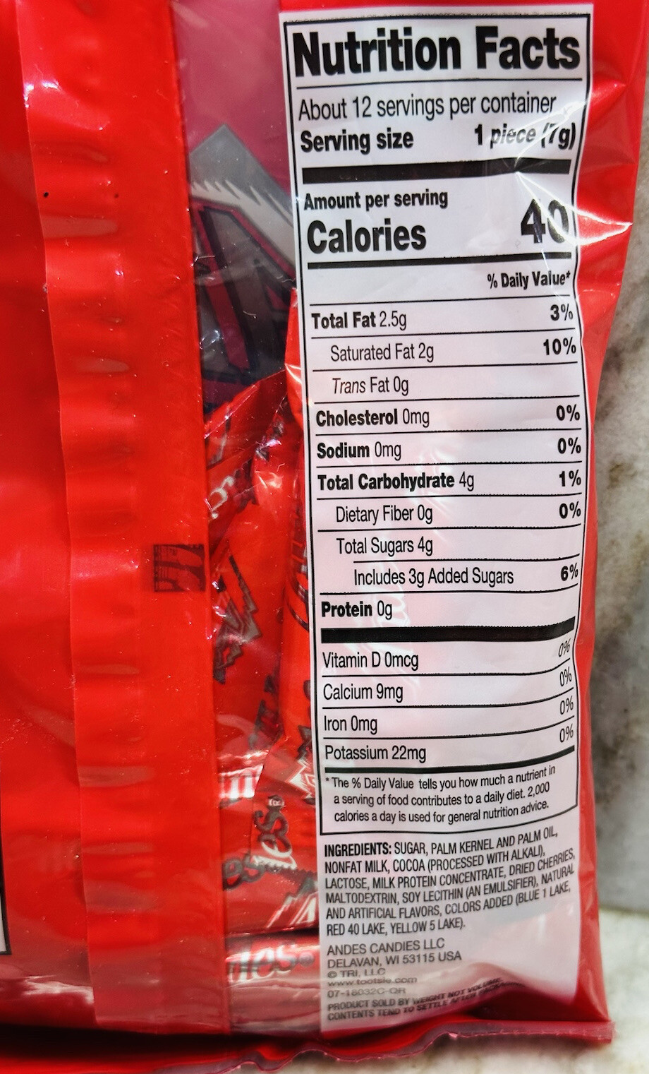 Andes Cherry Jubilee Thins Chocolate Candy ~Made with Real Cherries~